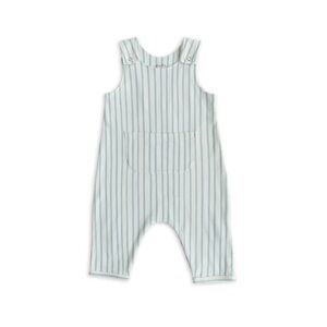 Pehr Organic Cotton Overalls, Light Blue/Green Stripes, Size 0-3 Months